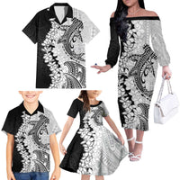 Polynesian Plumeria Lei Family Matching Off The Shoulder Long Sleeve Dress and Hawaiian Shirt with Hammerhead Shark LT7 - Polynesian Pride