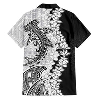 Polynesian Plumeria Lei Family Matching Off Shoulder Short Dress and Hawaiian Shirt with Hammerhead Shark LT7 - Polynesian Pride