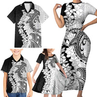 Polynesian Plumeria Lei Family Matching Short Sleeve Bodycon Dress and Hawaiian Shirt with Hammerhead Shark LT7 - Polynesian Pride