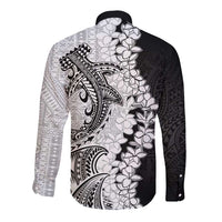 Polynesian Plumeria Lei Long Sleeve Button Shirt with Hammerhead Shark LT7 - Polynesian Pride