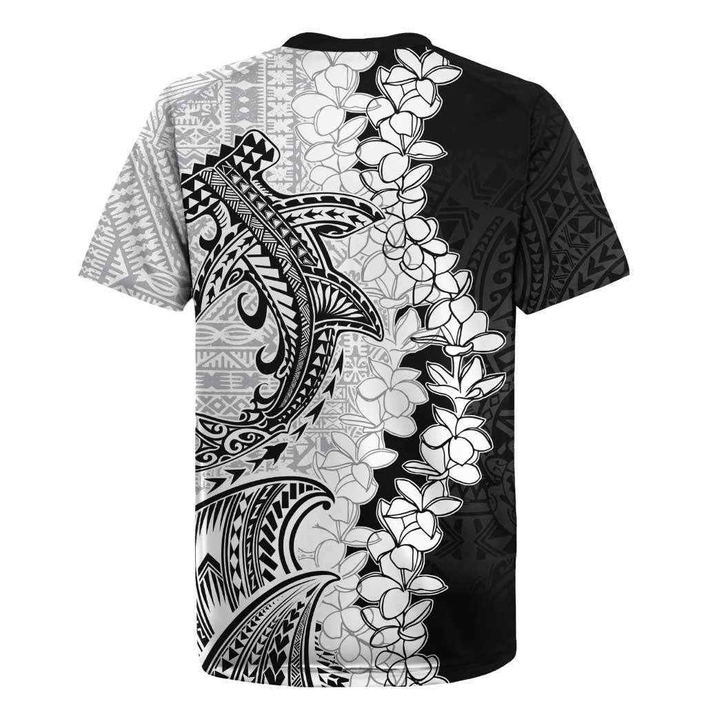 Polynesian Plumeria Lei Rugby Jersey with Hammerhead Shark