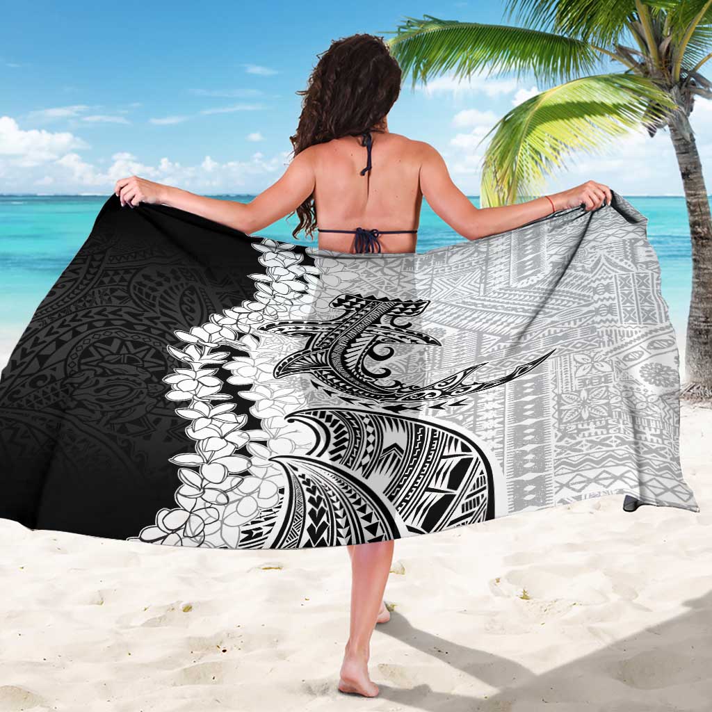 Polynesian Plumeria Lei Sarong with Hammerhead Shark
