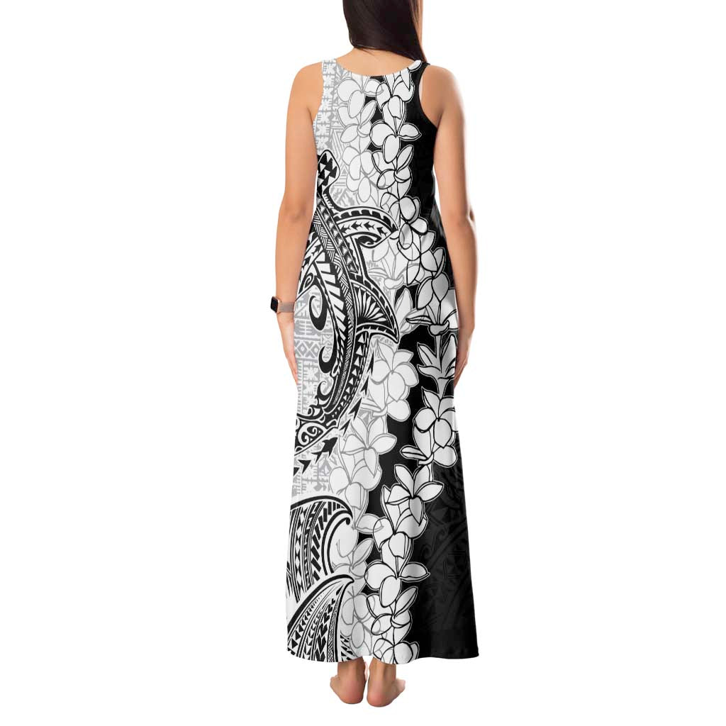 Polynesian Plumeria Lei Tank Maxi Dress with Hammerhead Shark