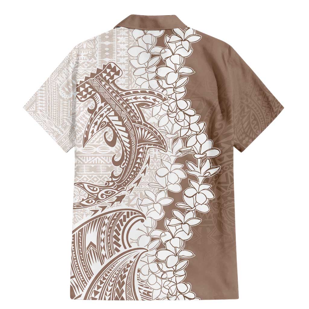 Polynesian Beige Plumeria Lei Family Matching Mermaid Dress and Hawaiian Shirt with Hammerhead Shark LT7 - Polynesian Pride