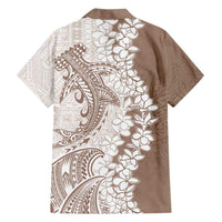 Polynesian Beige Plumeria Lei Family Matching Tank Maxi Dress and Hawaiian Shirt with Hammerhead Shark LT7 - Polynesian Pride