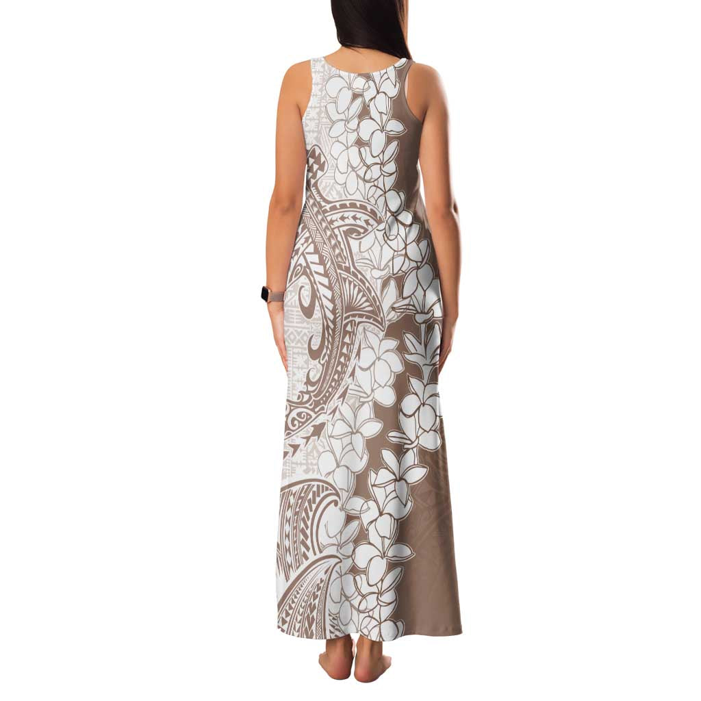 Polynesian Beige Plumeria Lei Family Matching Tank Maxi Dress and Hawaiian Shirt with Hammerhead Shark LT7 - Polynesian Pride