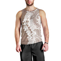 Polynesian Beige Plumeria Lei Men Tank Top with Hammerhead Shark