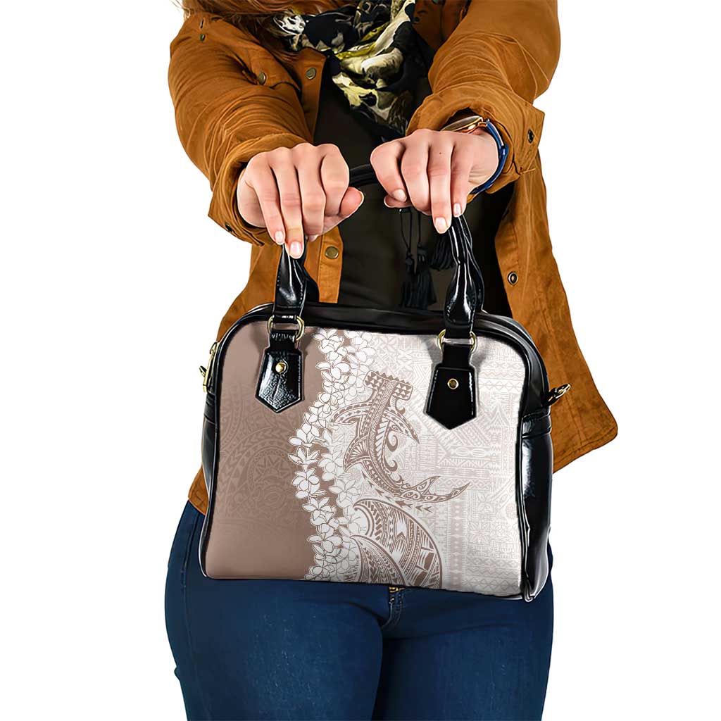 Polynesian Beige Plumeria Lei Shoulder Handbag with Hammerhead Shark LT7 One Size Beige - Polynesian Pride