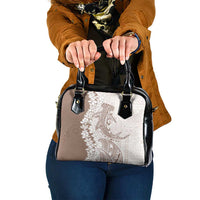Polynesian Beige Plumeria Lei Shoulder Handbag with Hammerhead Shark LT7 One Size Beige - Polynesian Pride