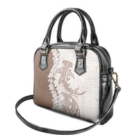 Polynesian Beige Plumeria Lei Shoulder Handbag with Hammerhead Shark LT7 - Polynesian Pride