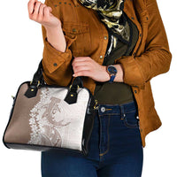 Polynesian Beige Plumeria Lei Shoulder Handbag with Hammerhead Shark LT7 - Polynesian Pride