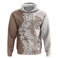 Polynesian Beige Plumeria Lei Zip Hoodie with Hammerhead Shark LT7 Pullover Hoodie Beige - Polynesian Pride