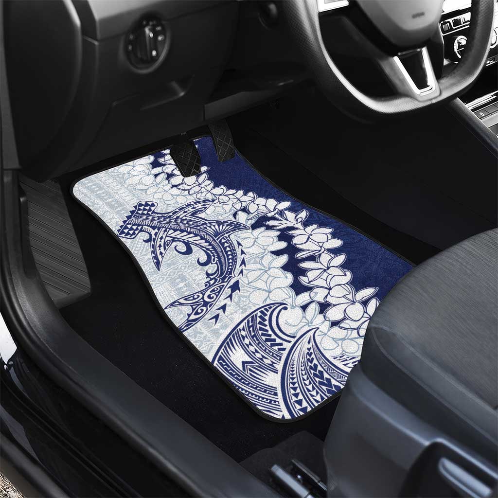 Polynesian Navy Blue Plumeria Lei Car Mats with Hammerhead Shark LT7 - Polynesian Pride