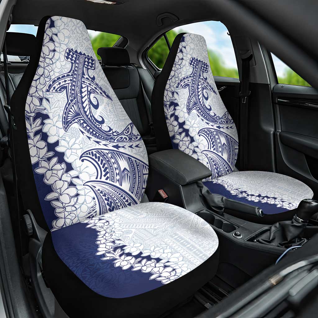 Polynesian Navy Blue Plumeria Lei Car Seat Cover with Hammerhead Shark LT7 One Size Navy Blue - Polynesian Pride