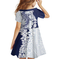 Polynesian Navy Blue Plumeria Lei Family Matching Off Shoulder Short Dress and Hawaiian Shirt with Hammerhead Shark LT7 - Polynesian Pride