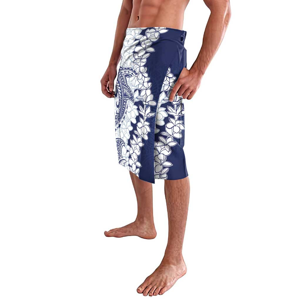 Polynesian Navy Blue Plumeria Lei Lavalava with Hammerhead Shark