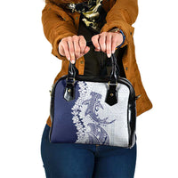 Polynesian Navy Blue Plumeria Lei Shoulder Handbag with Hammerhead Shark LT7 One Size Navy Blue - Polynesian Pride