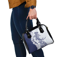 Polynesian Navy Blue Plumeria Lei Shoulder Handbag with Hammerhead Shark LT7 - Polynesian Pride