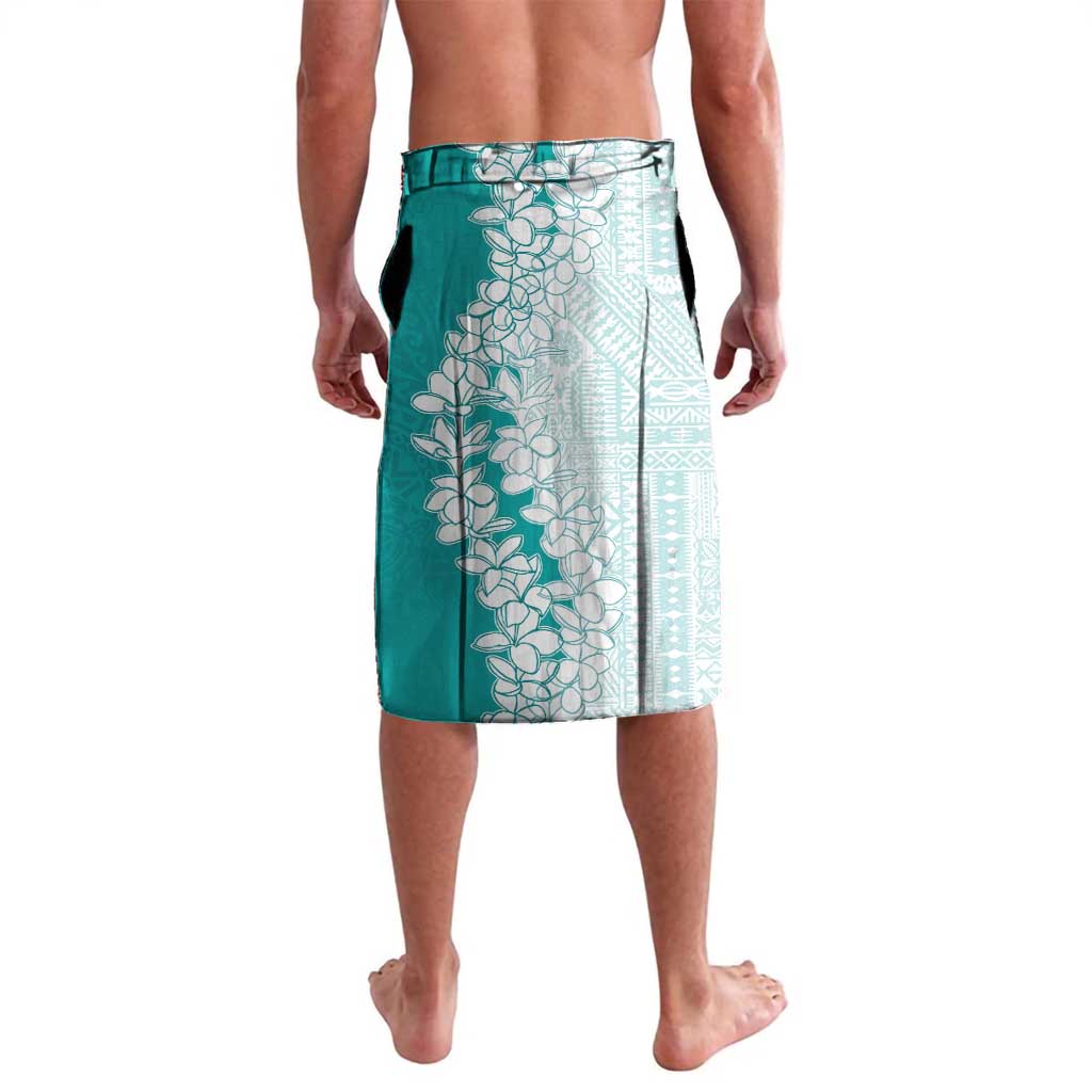 Polynesian Teal Plumeria Lei Lavalava with Hammerhead Shark