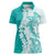 Polynesian Teal Plumeria Lei Women Polo Shirt with Hammerhead Shark
