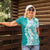 Polynesian Teal Plumeria Lei Women Polo Shirt with Hammerhead Shark