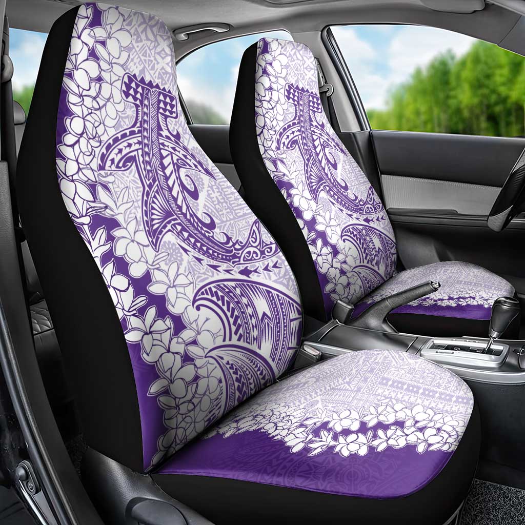 Polynesian Purple Plumeria Lei Car Seat Cover with Hammerhead Shark LT7 - Polynesian Pride