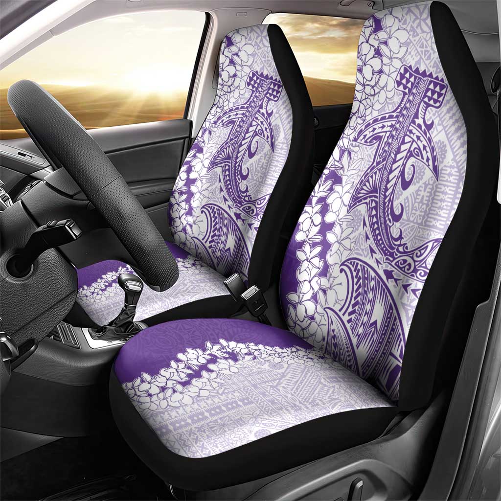 Polynesian Purple Plumeria Lei Car Seat Cover with Hammerhead Shark LT7 - Polynesian Pride