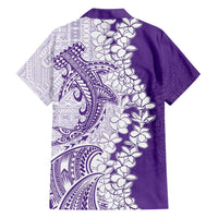 Polynesian Purple Plumeria Lei Family Matching Off Shoulder Maxi Dress and Hawaiian Shirt with Hammerhead Shark LT7 - Polynesian Pride