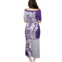 Polynesian Purple Plumeria Lei Family Matching Puletasi and Hawaiian Shirt with Hammerhead Shark LT7 - Polynesian Pride