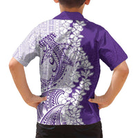 Polynesian Purple Plumeria Lei Family Matching Summer Maxi Dress and Hawaiian Shirt with Hammerhead Shark LT7 - Polynesian Pride