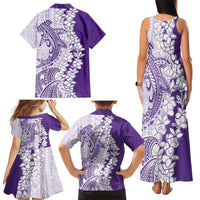 Polynesian Purple Plumeria Lei Family Matching Tank Maxi Dress and Hawaiian Shirt with Hammerhead Shark LT7 - Polynesian Pride