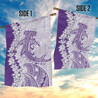 Polynesian Purple Plumeria Lei Garden Flag with Hammerhead Shark LT7 - Polynesian Pride