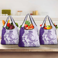 Polynesian Purple Plumeria Lei Grocery Bag with Hammerhead Shark LT7 3-pack One Size Purple - Polynesian Pride