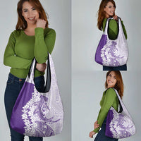 Polynesian Purple Plumeria Lei Grocery Bag with Hammerhead Shark LT7 - Polynesian Pride