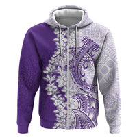 Polynesian Purple Plumeria Lei Zip Hoodie with Hammerhead Shark LT7 Zip Hoodie Purple - Polynesian Pride