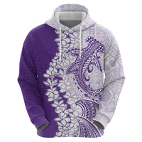 Polynesian Purple Plumeria Lei Zip Hoodie with Hammerhead Shark LT7 - Polynesian Pride