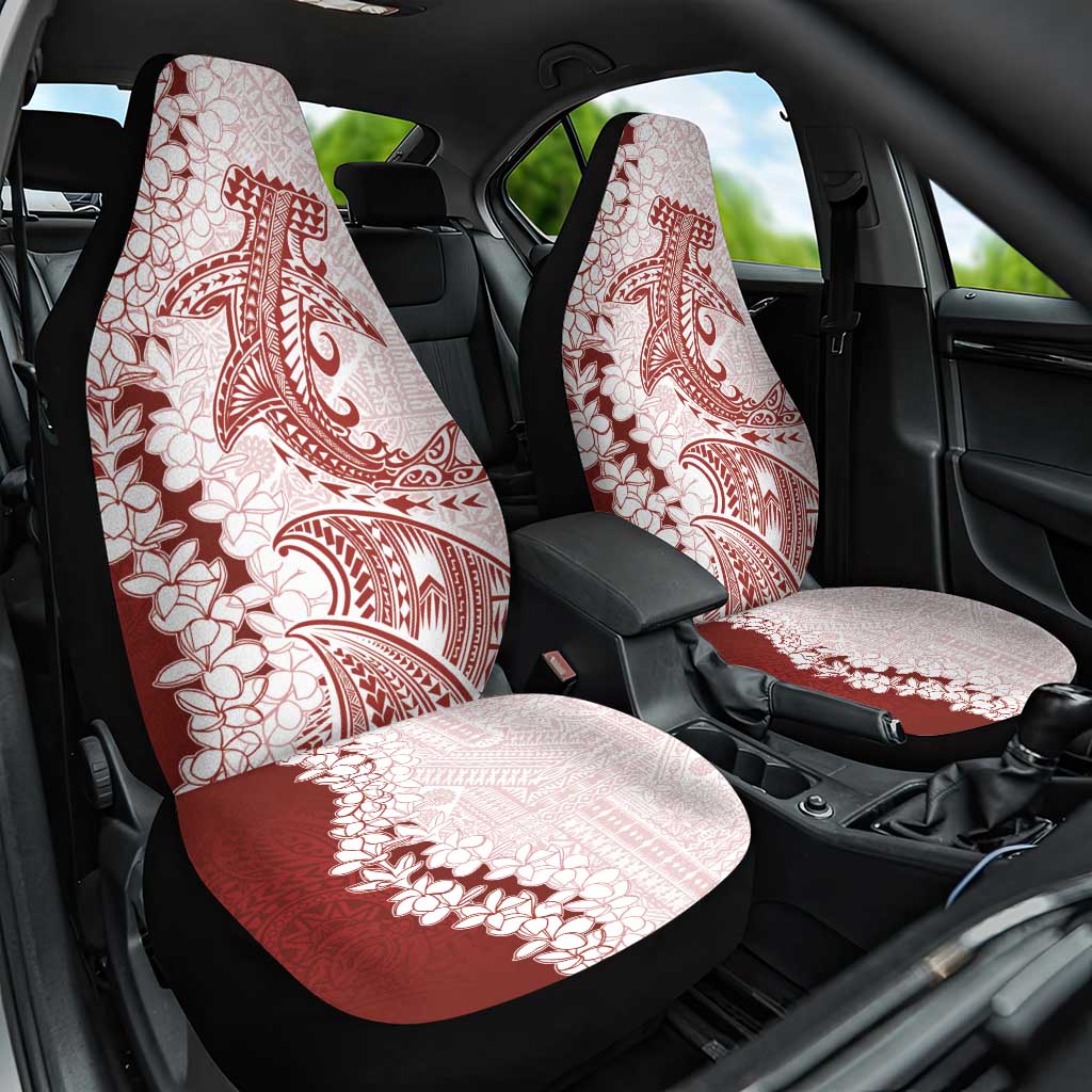 Polynesian Crimson Plumeria Lei Car Seat Cover with Hammerhead Shark LT7 One Size Red - Polynesian Pride