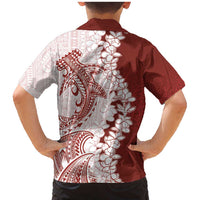 Polynesian Crimson Plumeria Lei Family Matching Mermaid Dress and Hawaiian Shirt with Hammerhead Shark LT7 - Polynesian Pride