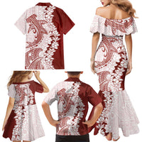 Polynesian Crimson Plumeria Lei Family Matching Mermaid Dress and Hawaiian Shirt with Hammerhead Shark LT7 - Polynesian Pride