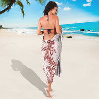 Polynesian Crimson Plumeria Lei Sarong with Hammerhead Shark