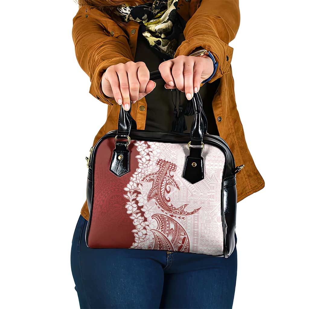 Polynesian Crimson Plumeria Lei Shoulder Handbag with Hammerhead Shark LT7 One Size Red - Polynesian Pride