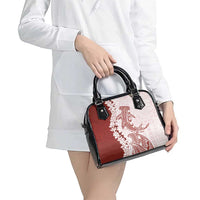 Polynesian Crimson Plumeria Lei Shoulder Handbag with Hammerhead Shark LT7 - Polynesian Pride