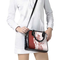 Polynesian Crimson Plumeria Lei Shoulder Handbag with Hammerhead Shark LT7 - Polynesian Pride