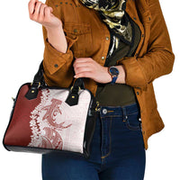 Polynesian Crimson Plumeria Lei Shoulder Handbag with Hammerhead Shark LT7 - Polynesian Pride