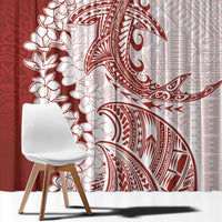 Polynesian Crimson Plumeria Lei Window Curtain with Hammerhead Shark LT7 - Polynesian Pride