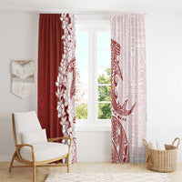 Polynesian Crimson Plumeria Lei Window Curtain with Hammerhead Shark LT7 - Polynesian Pride