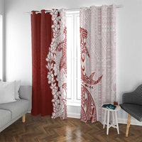 Polynesian Crimson Plumeria Lei Window Curtain with Hammerhead Shark LT7 With Grommets Red - Polynesian Pride