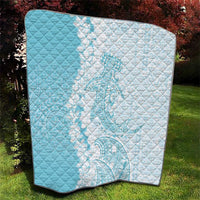 Polynesian Turquoise Plumeria Lei Quilt with Hammerhead Shark LT7 - Polynesian Pride