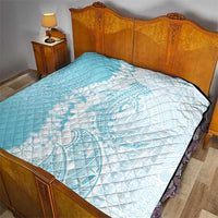 Polynesian Turquoise Plumeria Lei Quilt with Hammerhead Shark LT7 - Polynesian Pride