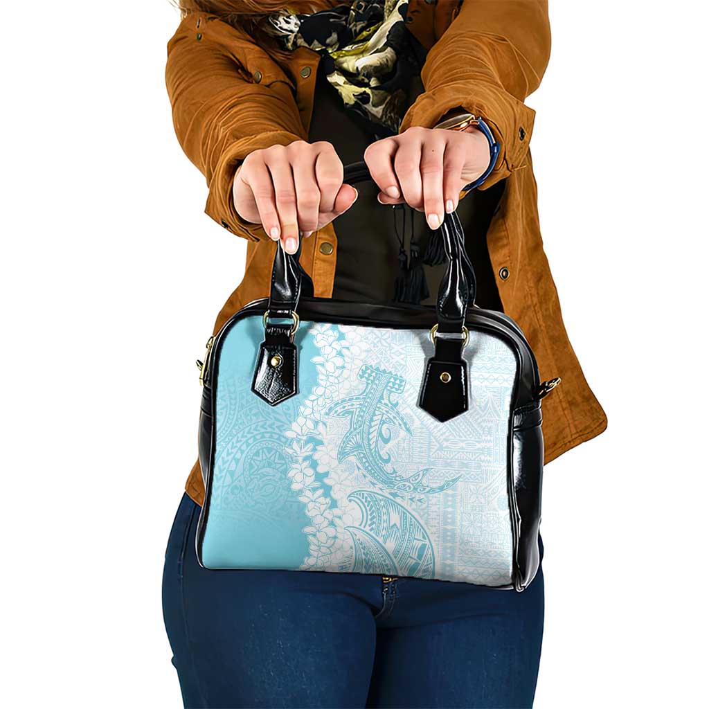 Polynesian Turquoise Plumeria Lei Shoulder Handbag with Hammerhead Shark LT7 One Size Turquoise - Polynesian Pride